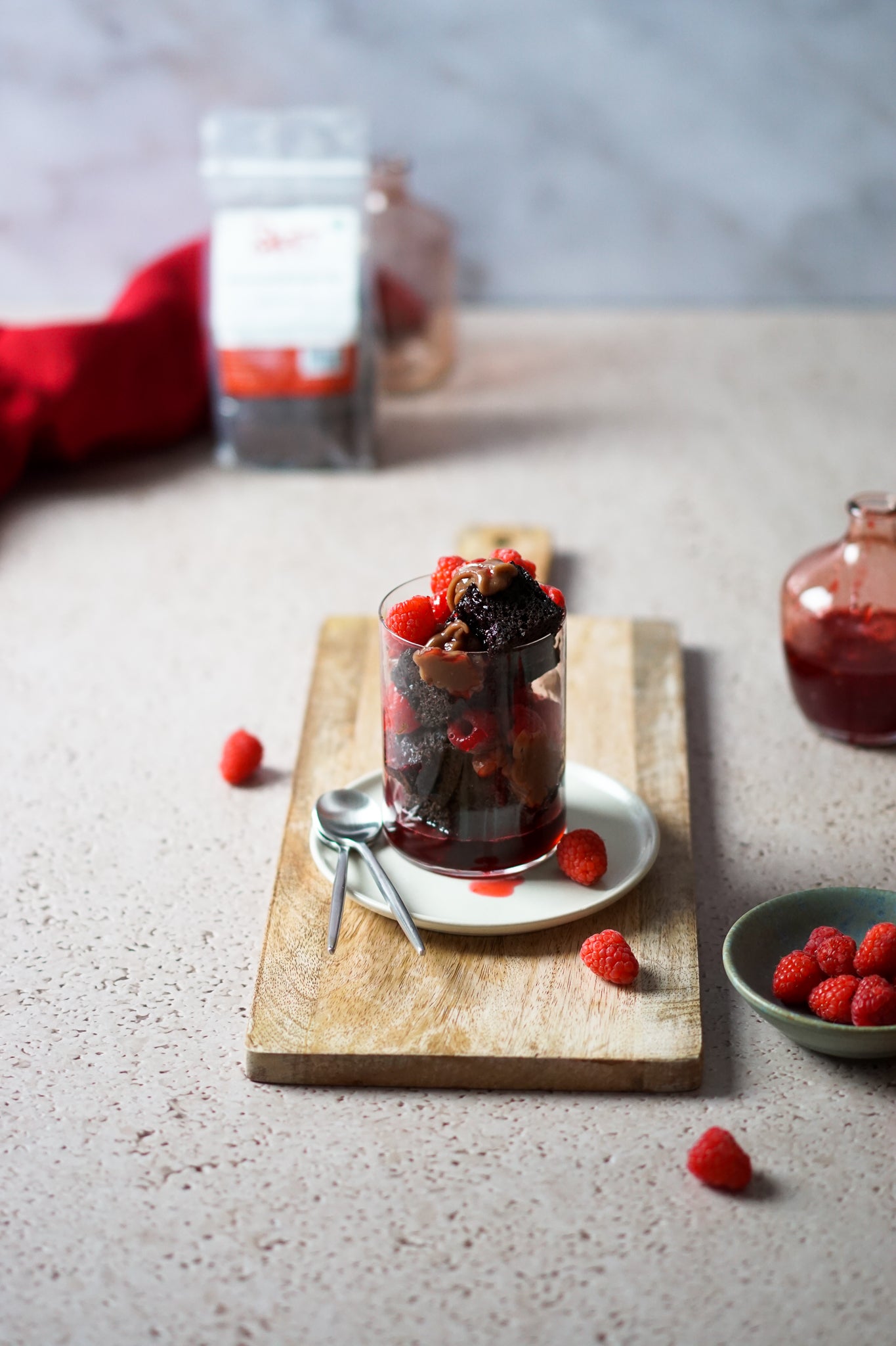 Vegan Chocolate Raspberry Trifle for 2