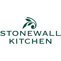 Stonewall Kitchen logo with dark green text and a stylized leaf design above the word STONEWALL on a white background.