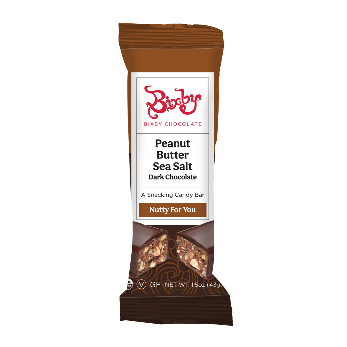 Enjoy the Bixby Chocolates Bixby Bar Baker's Dozen Deal—buy 12 assorted vegan, gluten-free Bixby Bars and get one free for extra value. Try delicious flavors in every brown and white "Nutty For You" wrapper, 1.5 oz each.